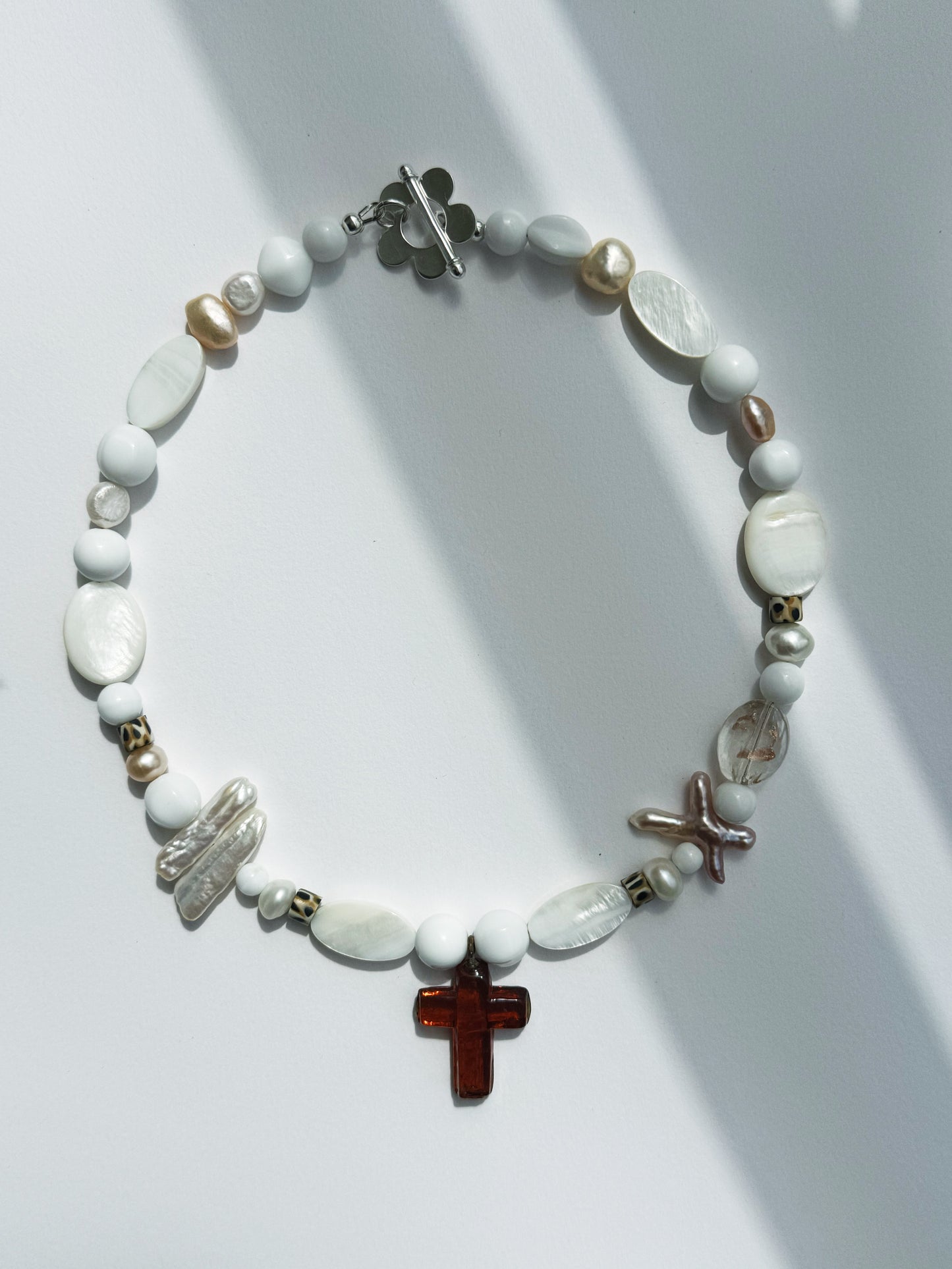 Pearly Cross Necklace