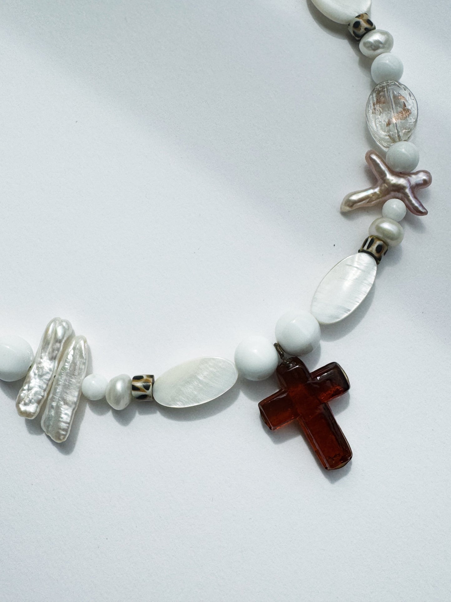 Pearly Cross Necklace