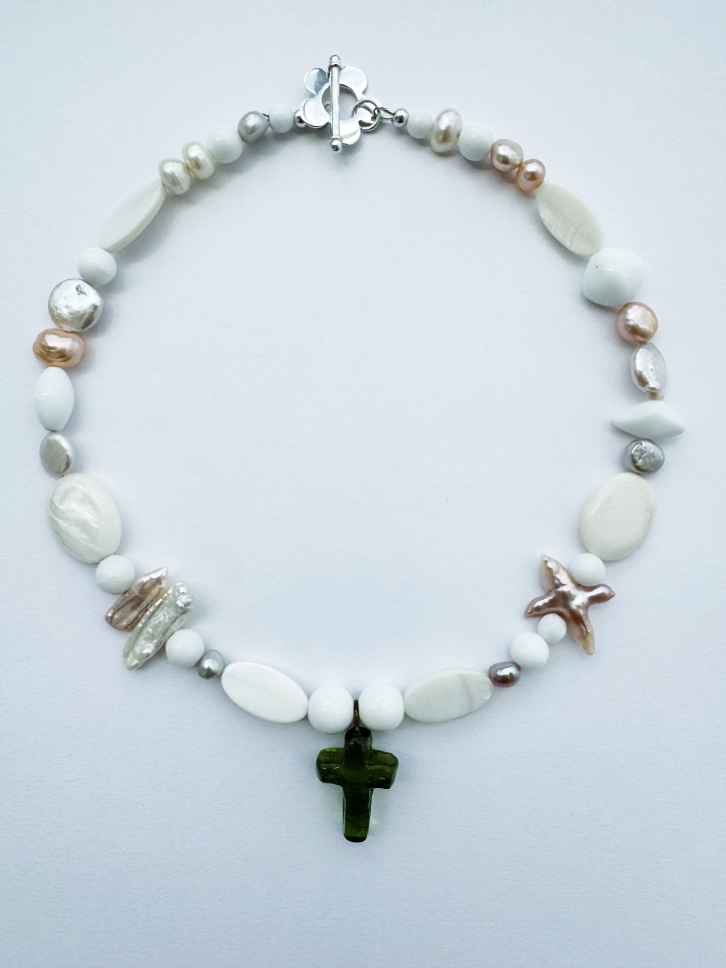 Green Pearly Cross