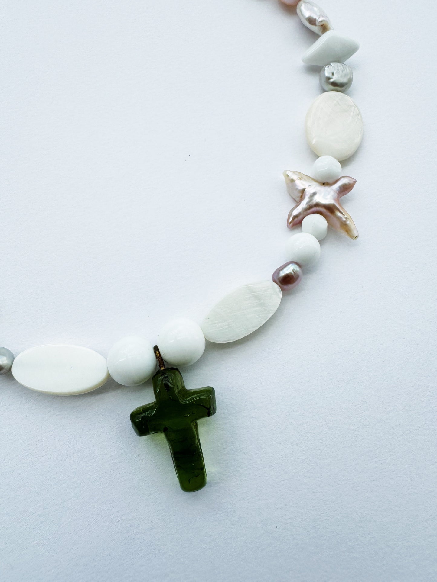 Green Pearly Cross