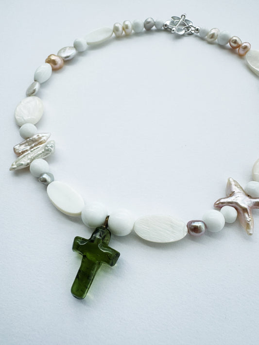 Green Pearly Cross